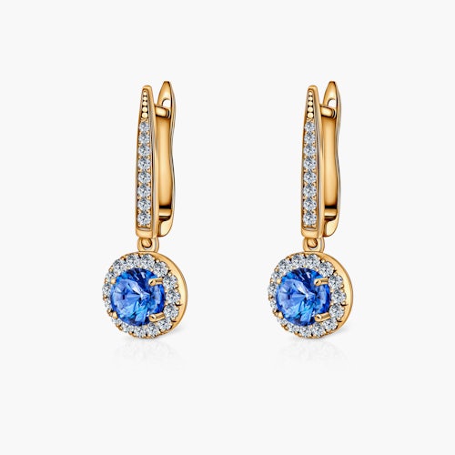 Kolczyki This is Love: złote, niebieskie szafiry, diamenty